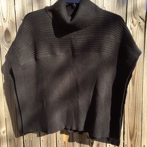 Nurture Poncho Black Ribbed Sweater.